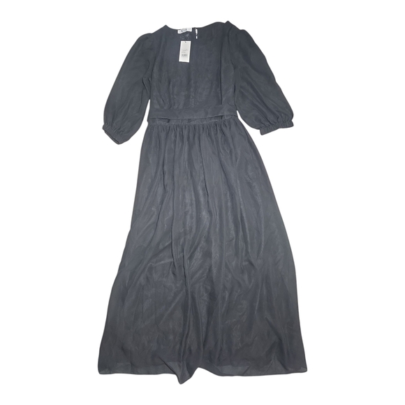 Casual Gown with Bishop Sleeves and Crew Neck - Picture 1 of 3